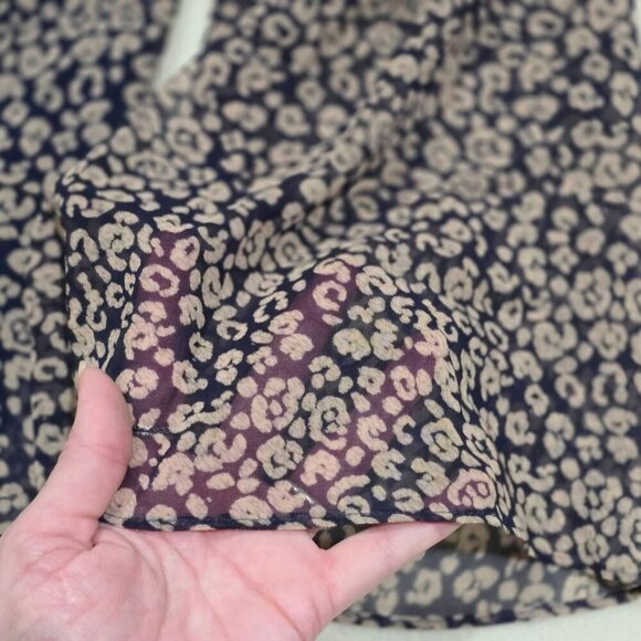 Rebecca Minkoff ✦ Smocked Off-Shoulder Top ✦ Sheer Overlay Floral Navy Tan Sz S - Picture 12 of 16